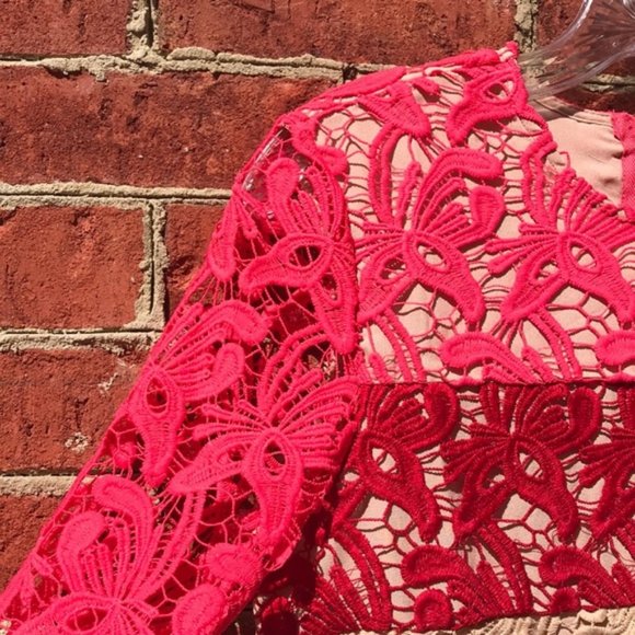 Vibrant Pink Endless Rose Revolve Floral Lace Crop Top - Picture 5 of 14